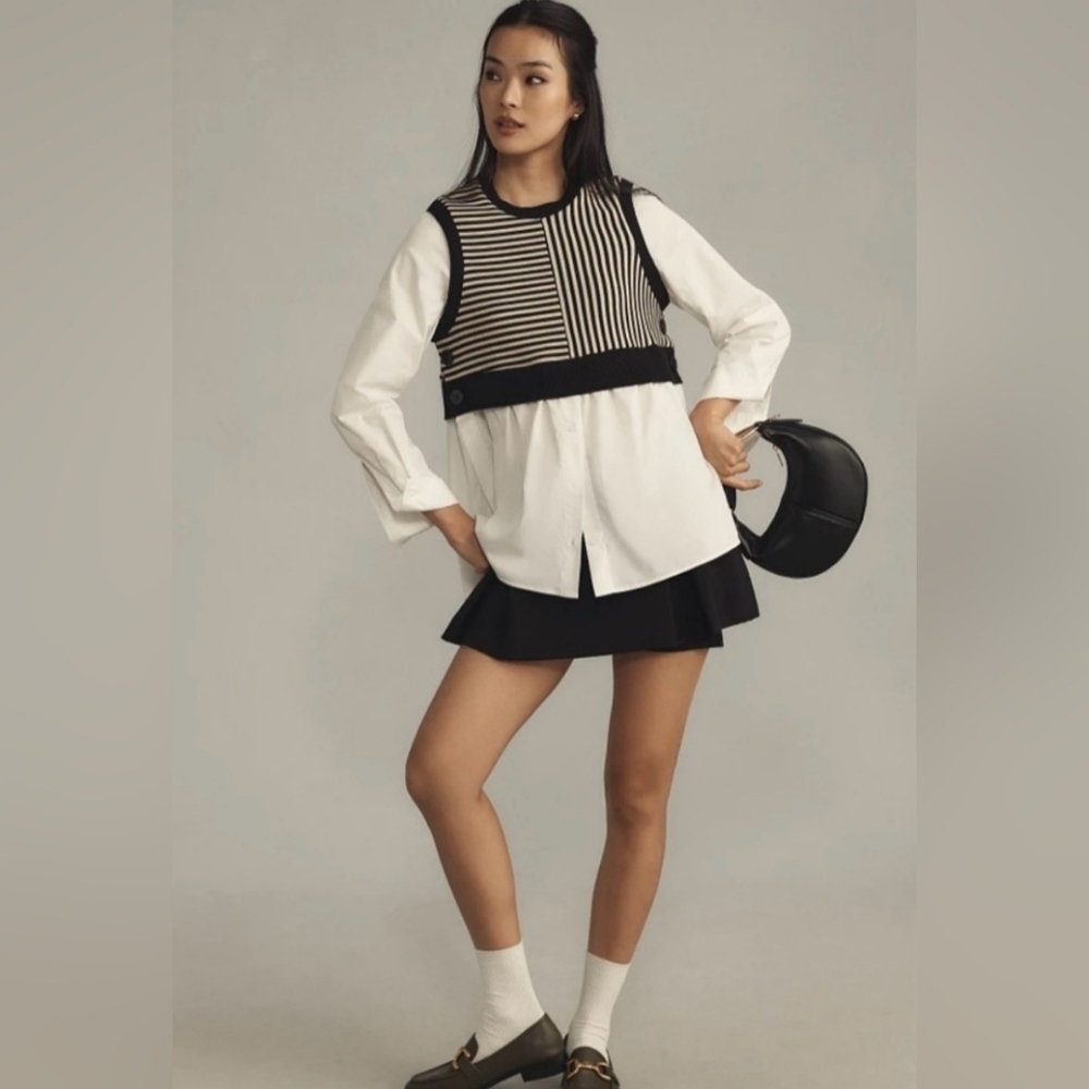 Maeve Anthropologie Sweater Vest Layered Top
